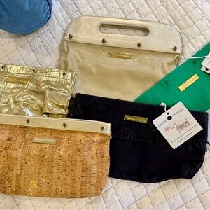 Carrie Dunham Gold clutch with 4 interchangeable covers